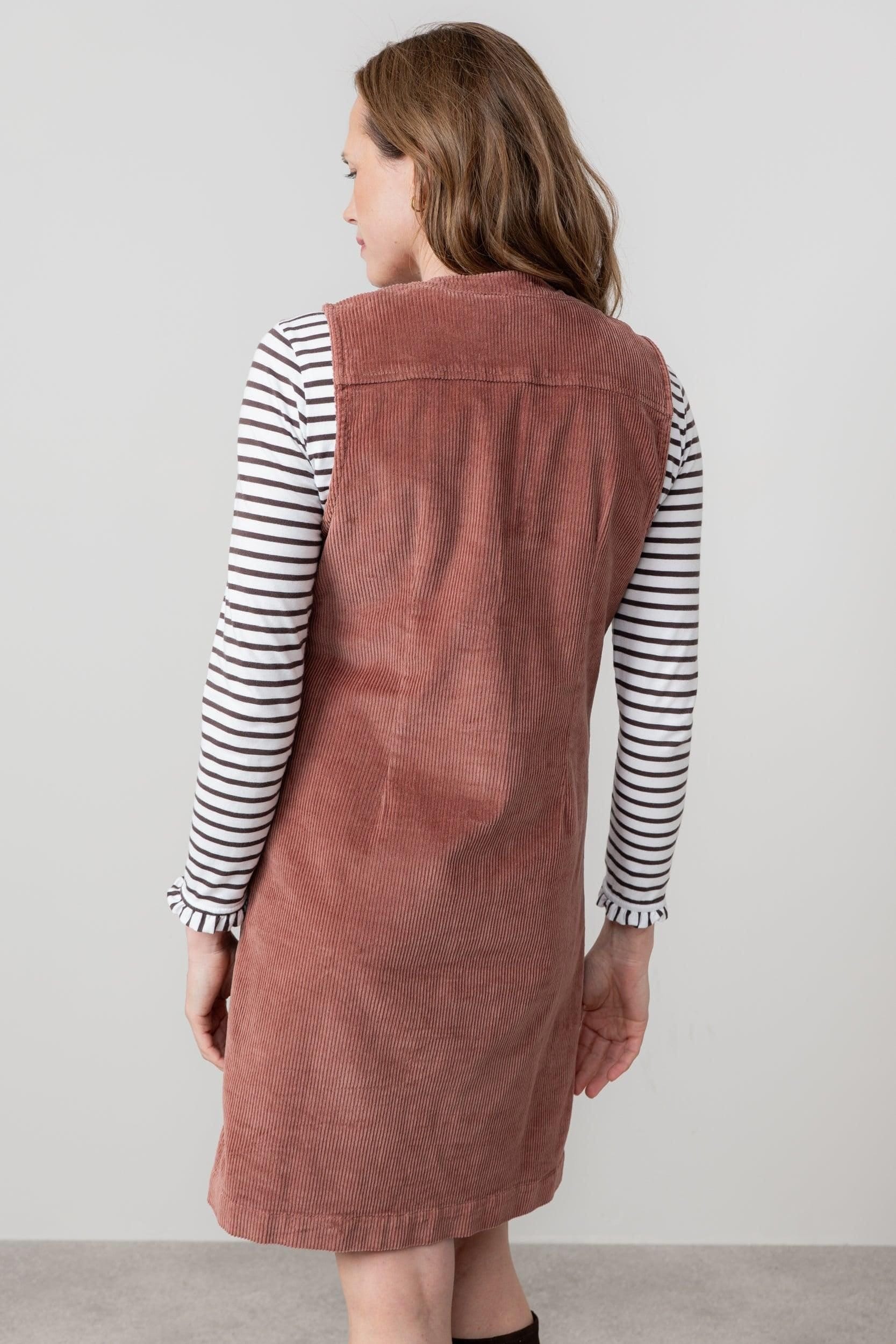 Lily & Me Lily & Me Women's Belle Stretch Cotton Jumbo Cord Knee Length Dress in Dusty Pink - 4