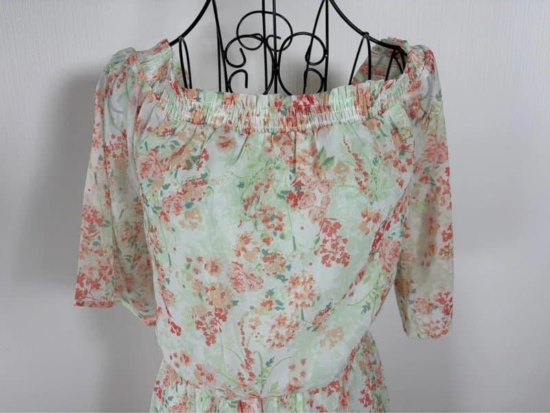 Linea Tesini Linea Tesini Mint Floral Off Shoulder Maxi Dress Summer Holiday UK 10 RRP £45