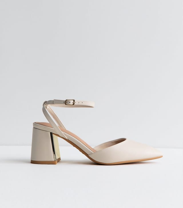 New Look Women's Wide Fit Off White Faux Leather Pointed Toe Pumps Vegan New Look - 2