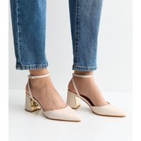 New Look Women's Wide Fit Off White Faux Leather Pointed Toe Pumps Vegan New Look - 3