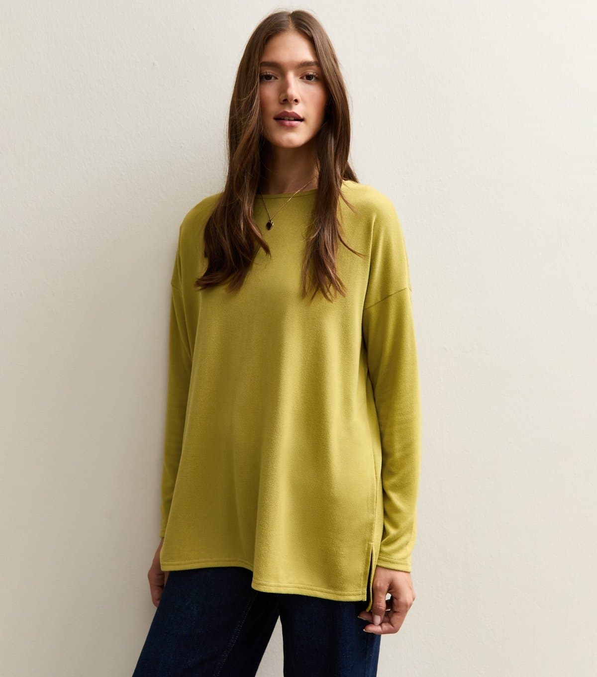 New Look Women's Mid Green Soft Touch Long Sleeve Top New Look