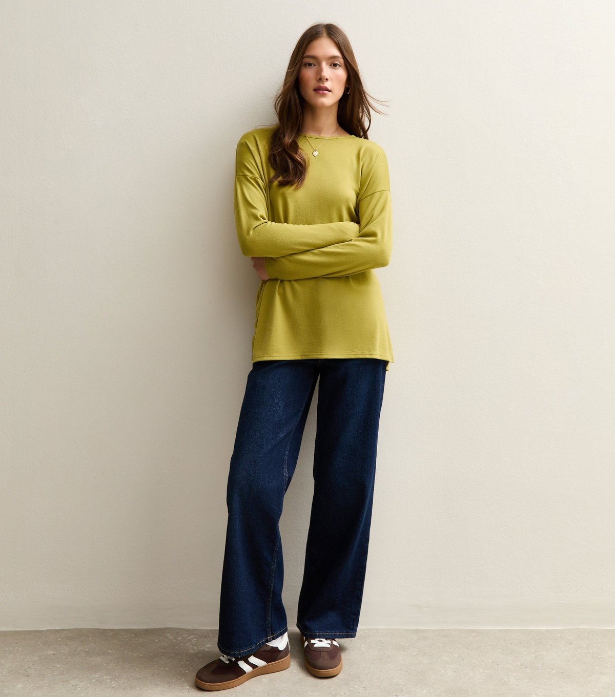 New Look Women's Mid Green Soft Touch Long Sleeve Top New Look - 2