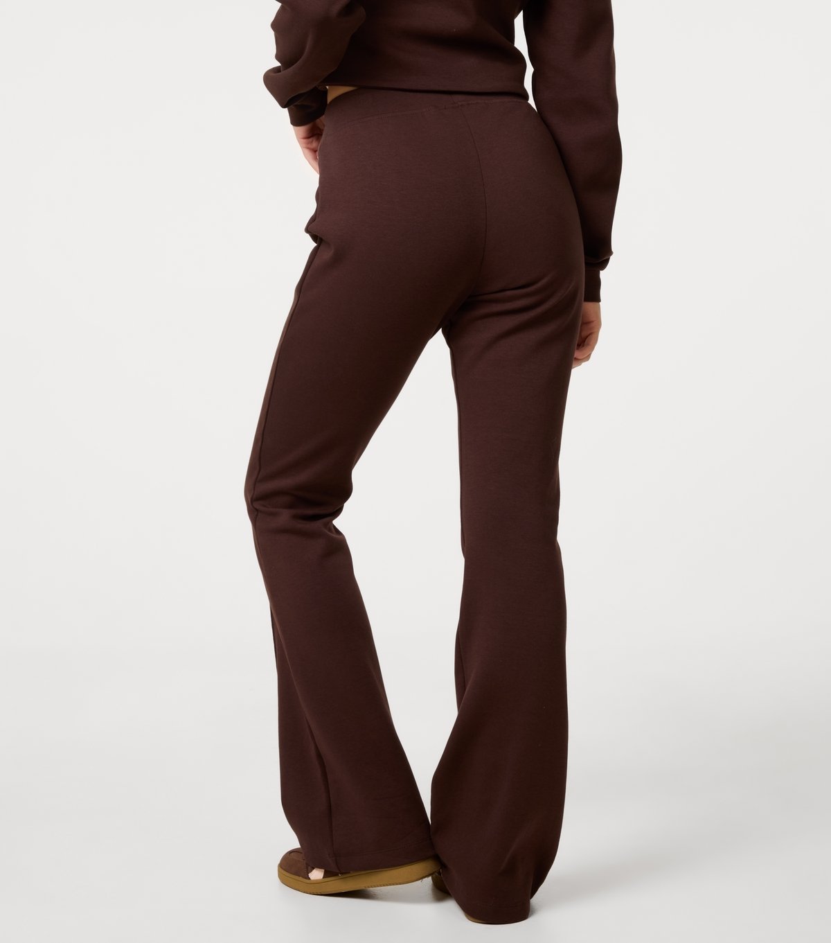 Pink Vanilla Women's Dark Brown Pin Tuck Jersey Flared Trousers Pink Vanilla New Look - 4