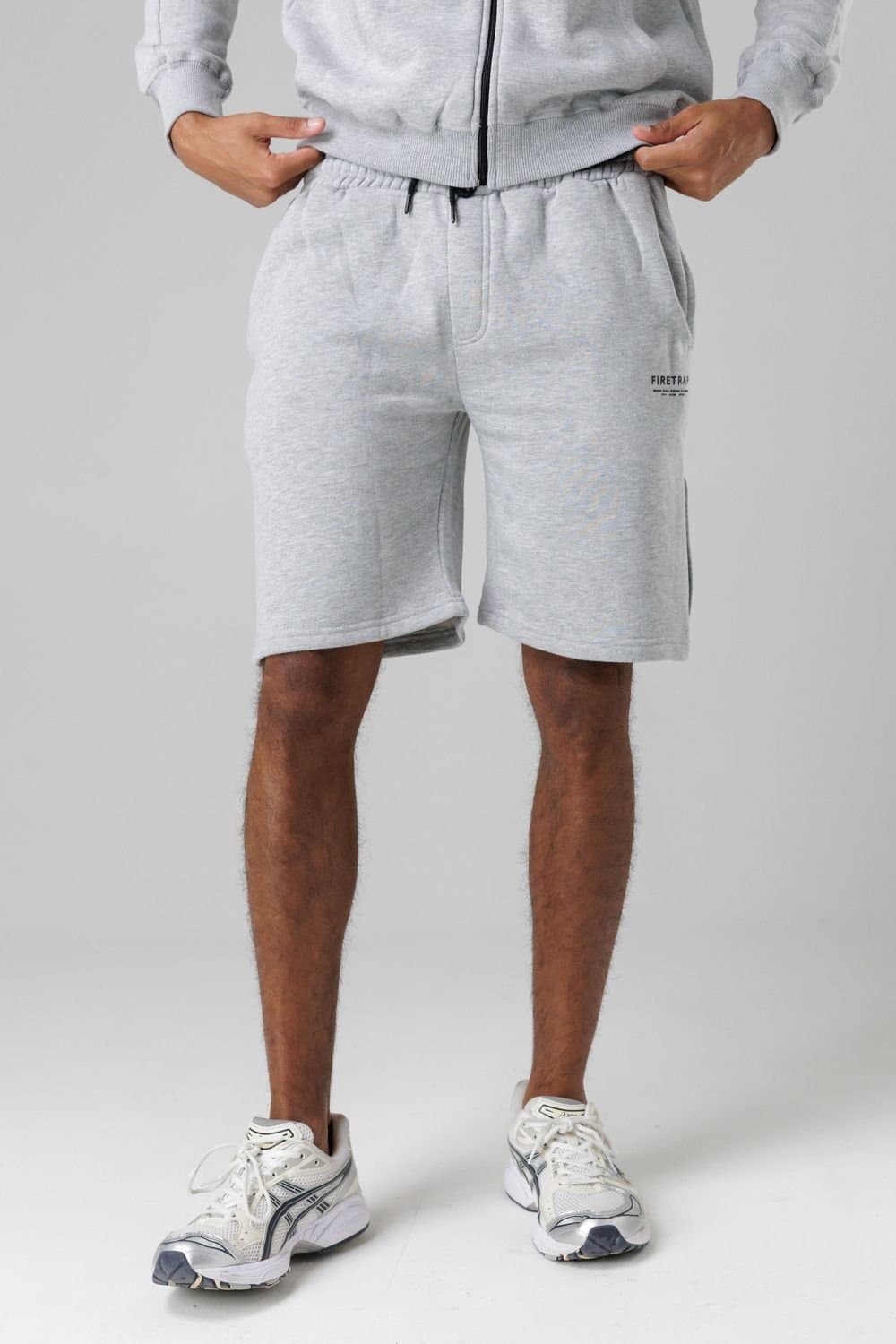 Firetrap Firetrap Men's Regular Fit Cotton Blend Fleece Shorts with Drawstring Waist in Light Grey