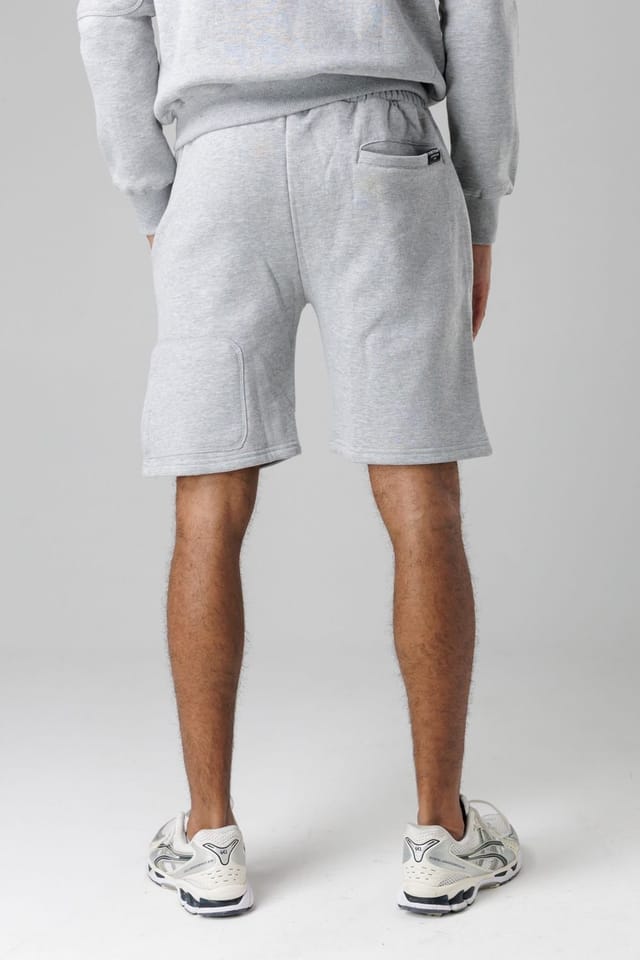 Firetrap Firetrap Men's Regular Fit Cotton Blend Fleece Shorts with Drawstring Waist in Light Grey - 2