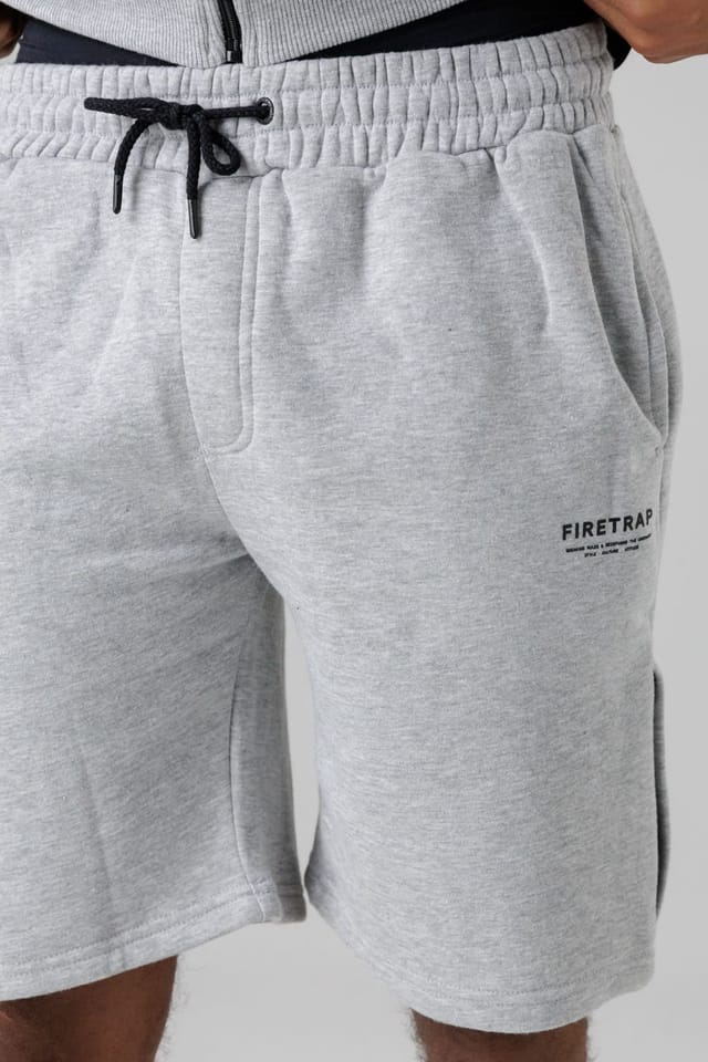Firetrap Firetrap Men's Regular Fit Cotton Blend Fleece Shorts with Drawstring Waist in Light Grey - 3