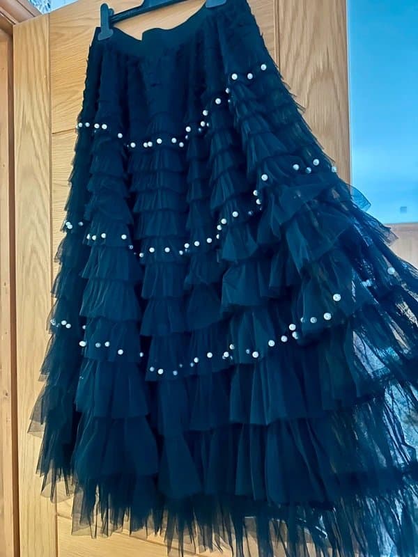 Tulle Stunning 🖤 tulle net mesh chiffon ruffle boho gothic festival skirt