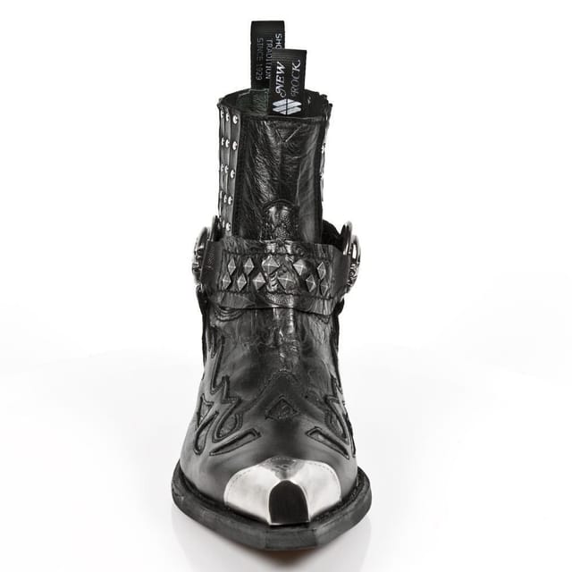 New Rock New Rock Men's Metal Gothic Boots-7950P-S1 in Black - 3