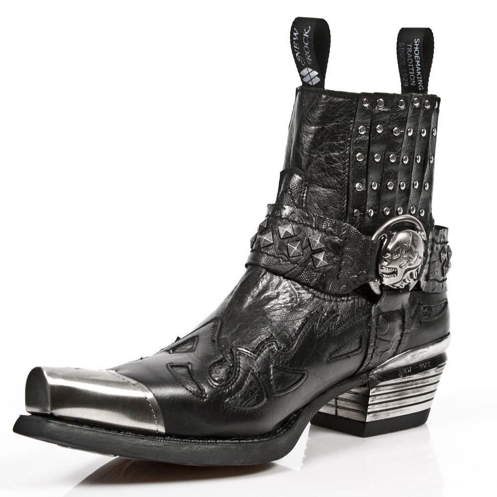 New Rock New Rock Men's Metal Gothic Boots-7950P-S1 in Black - 4