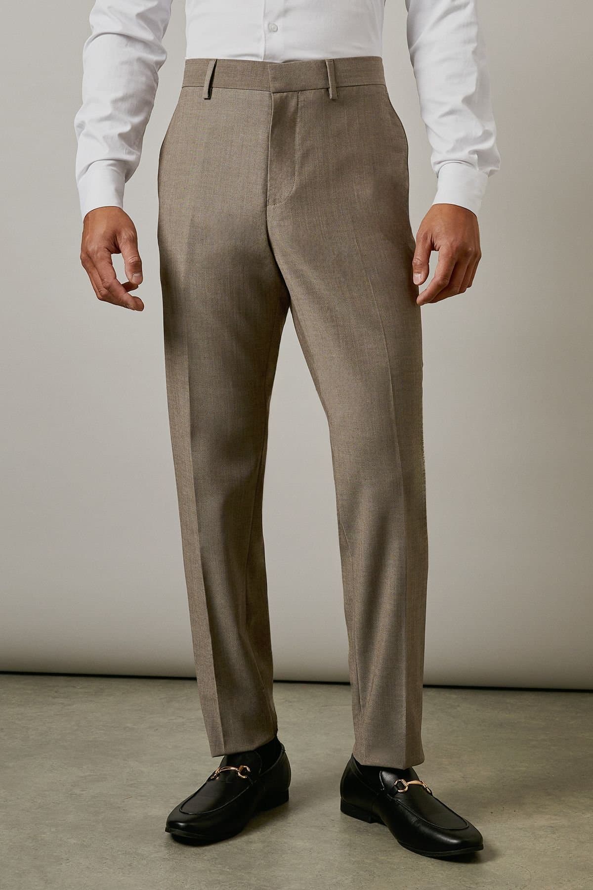 Burton Burton Men's Light Brown Tailored Fit Trousers