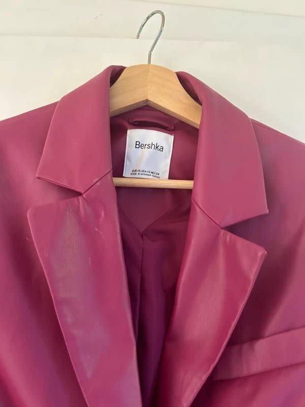 Bershka Pink faux leather blazer