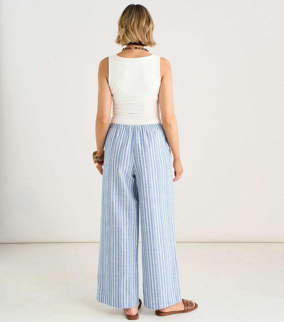 Gini London Women's Light Blue Striped Cotton Rich Trousers Gini London New Look - 4