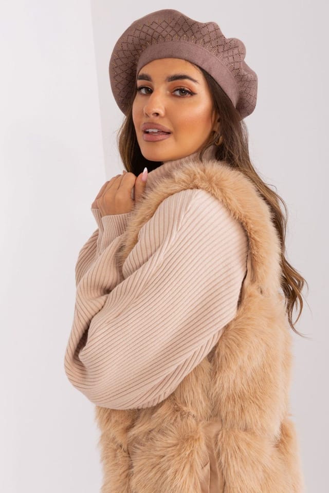 Love Lace Love Lace Women's Beret Hat Classic Wool Feel French Style Winter Beret Cap in Brown - 2