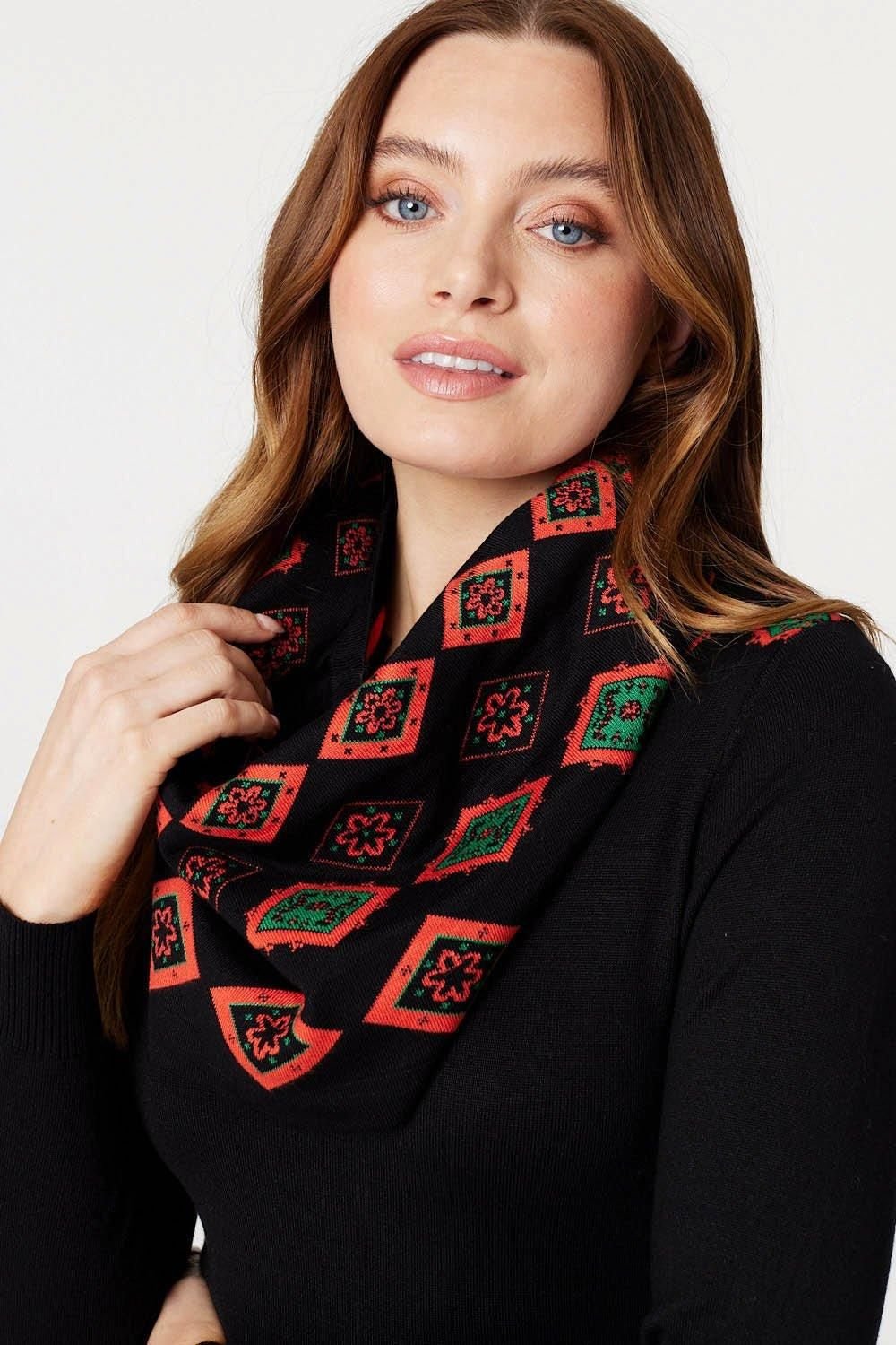 Izabel London Izabel London Women's Printed Fit & Flare Knit Dress in Black - 3