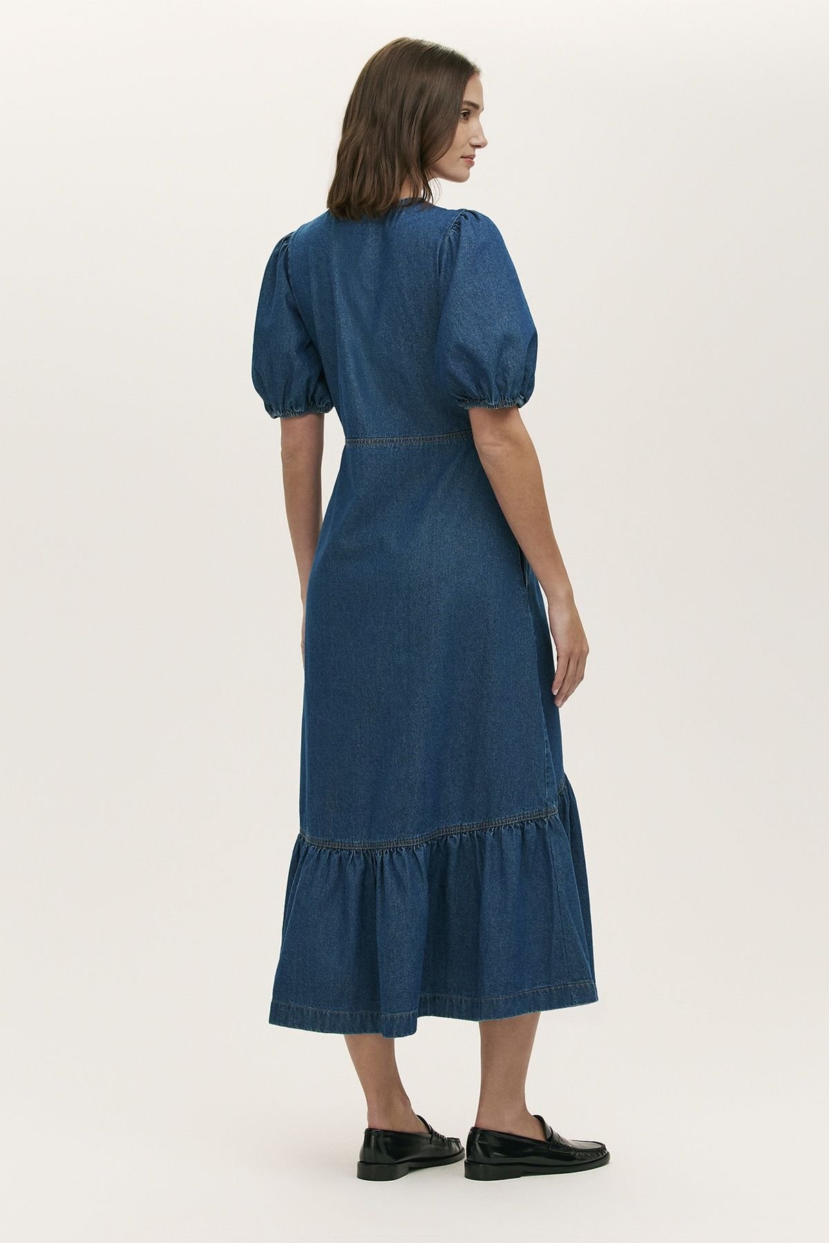 Finery London Finery London Women's Goldie Denim Midi Dress in Mid Blue - 3