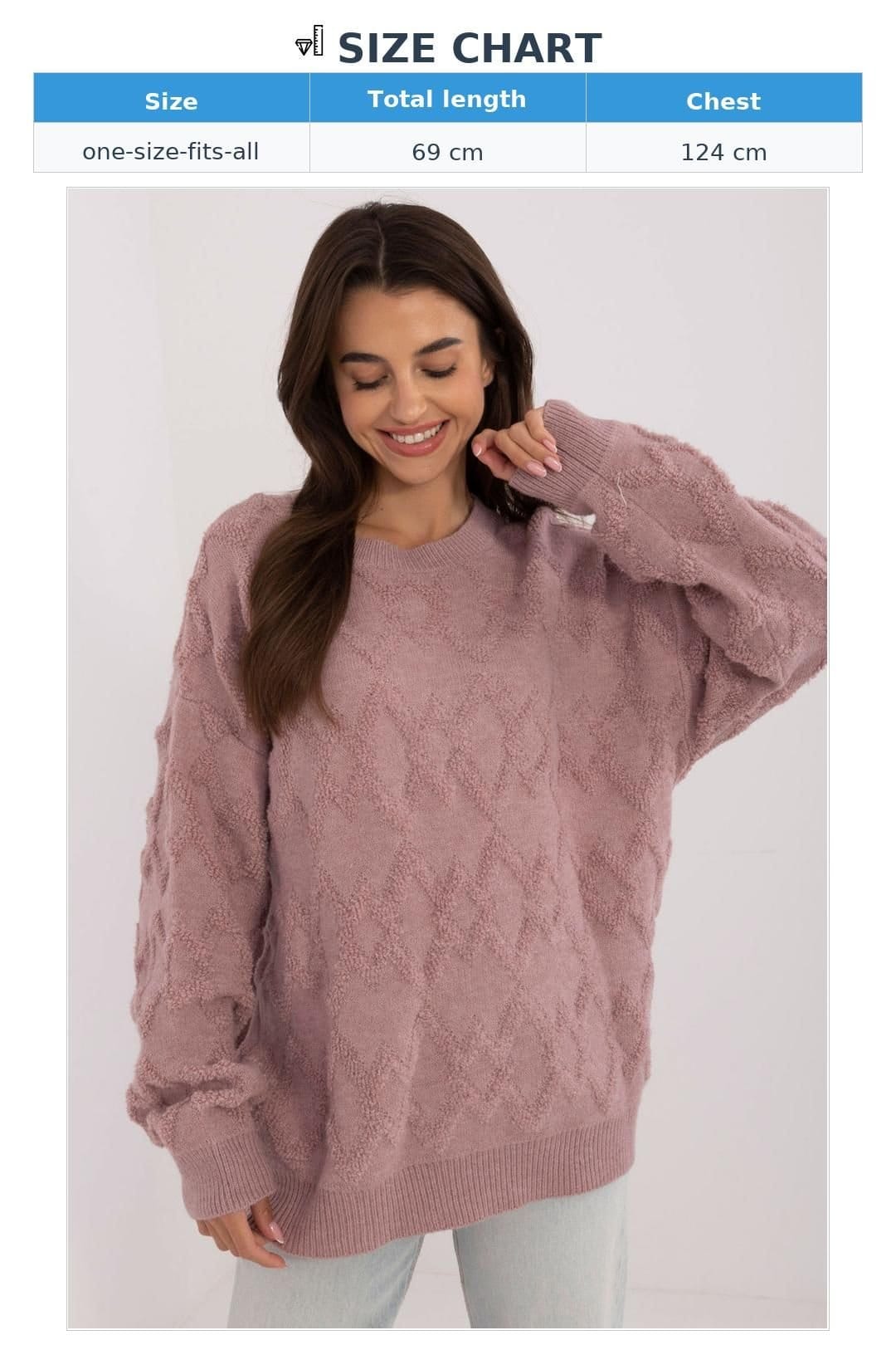 Love Lace Love Lace Women's Jumper Casual Textured Weave Round Neck Sweater in Dusty Pink - 4