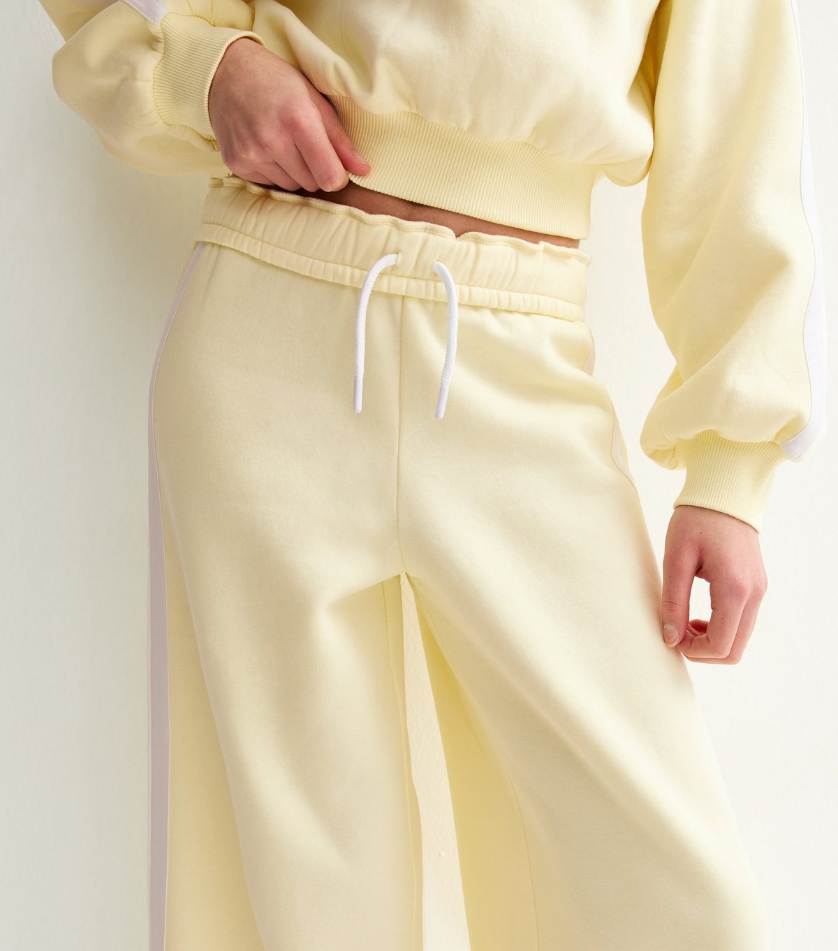 New Look Girls' Light Yellow Foldover Waist Wide Leg Joggers School New Look - 2