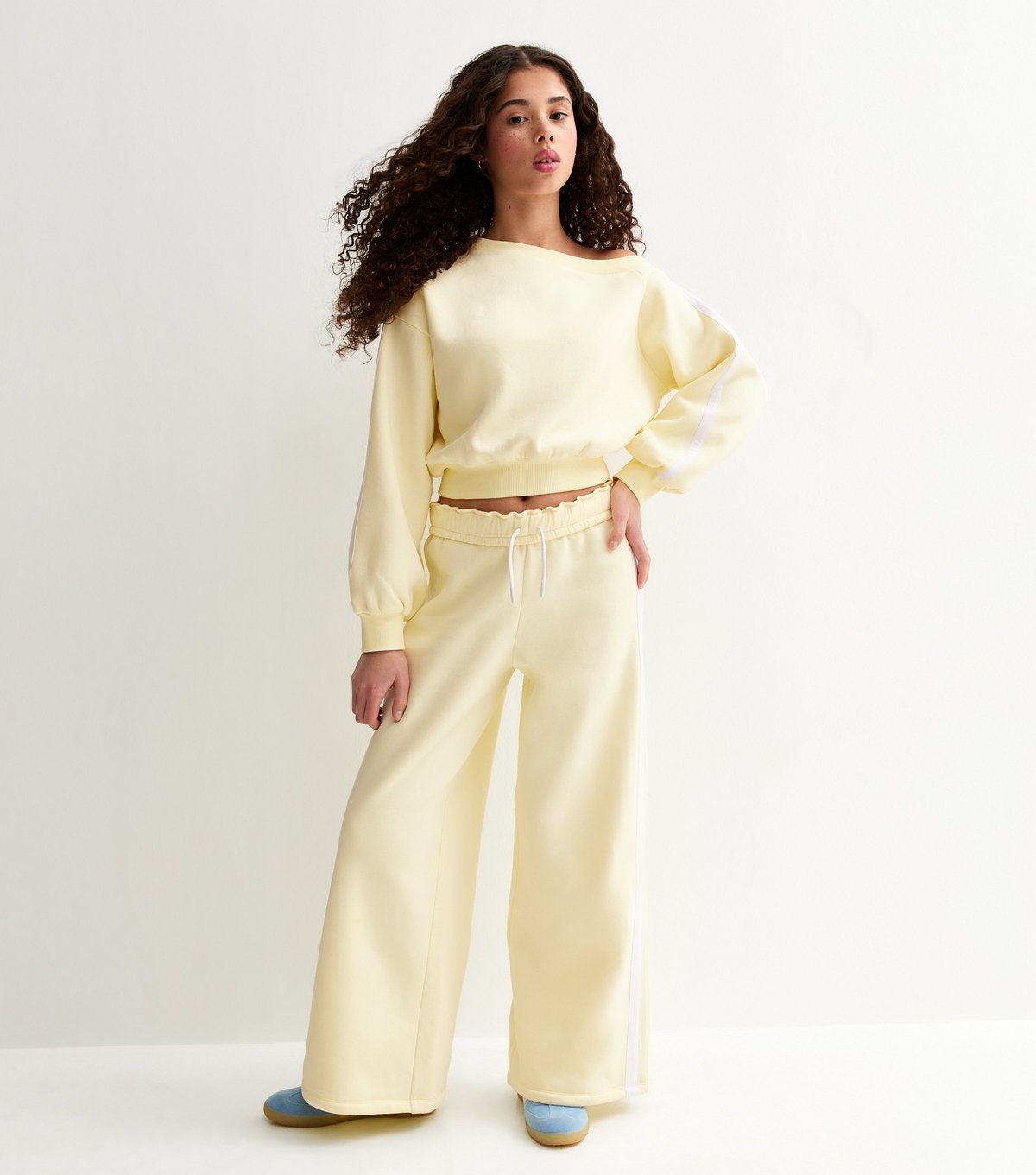 New Look Girls' Light Yellow Foldover Waist Wide Leg Joggers School New Look - 3