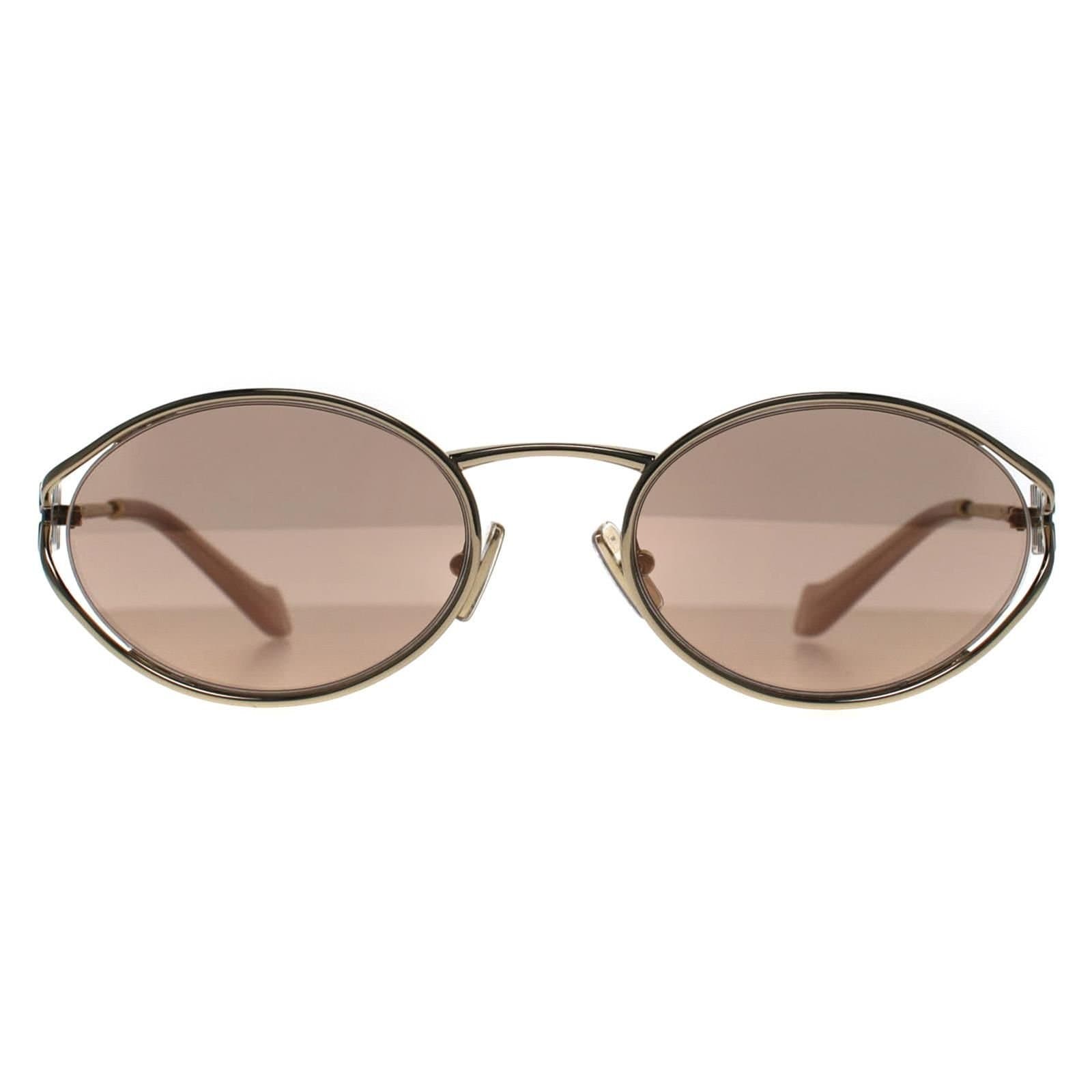 Miu Miu Miu Miu Women's Oval Pale Gold Rose Pink Mirror MU52YS