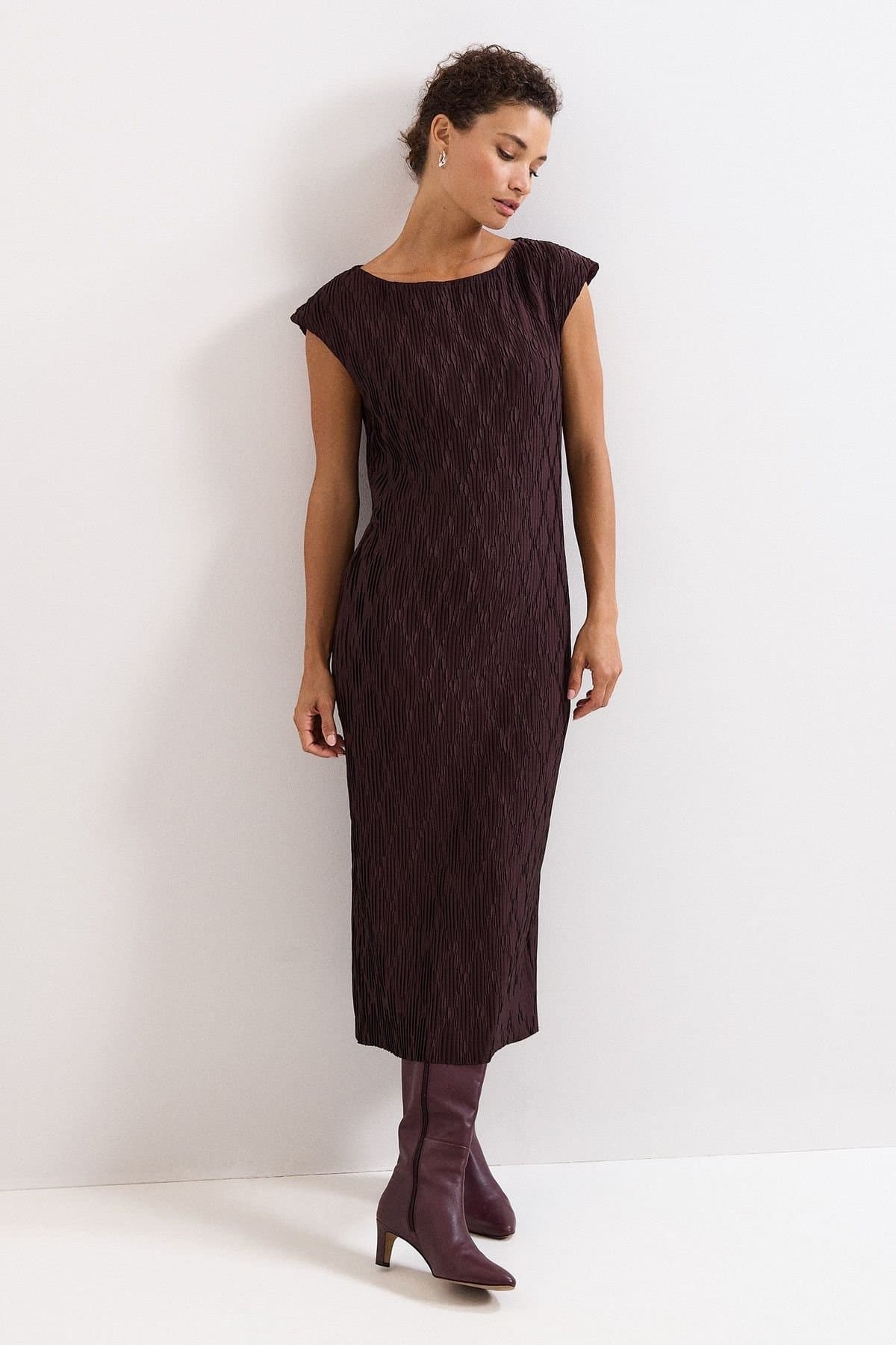 Phase Eight Phase Eight Women's Textured Midi Dress in Chocolate