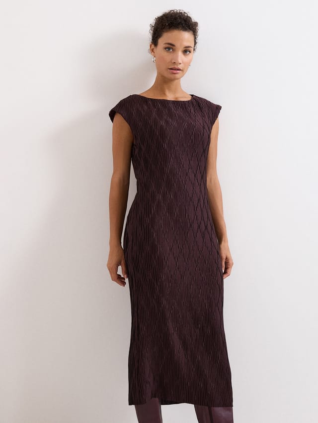 Phase Eight Phase Eight Women's Textured Midi Dress in Chocolate - 2
