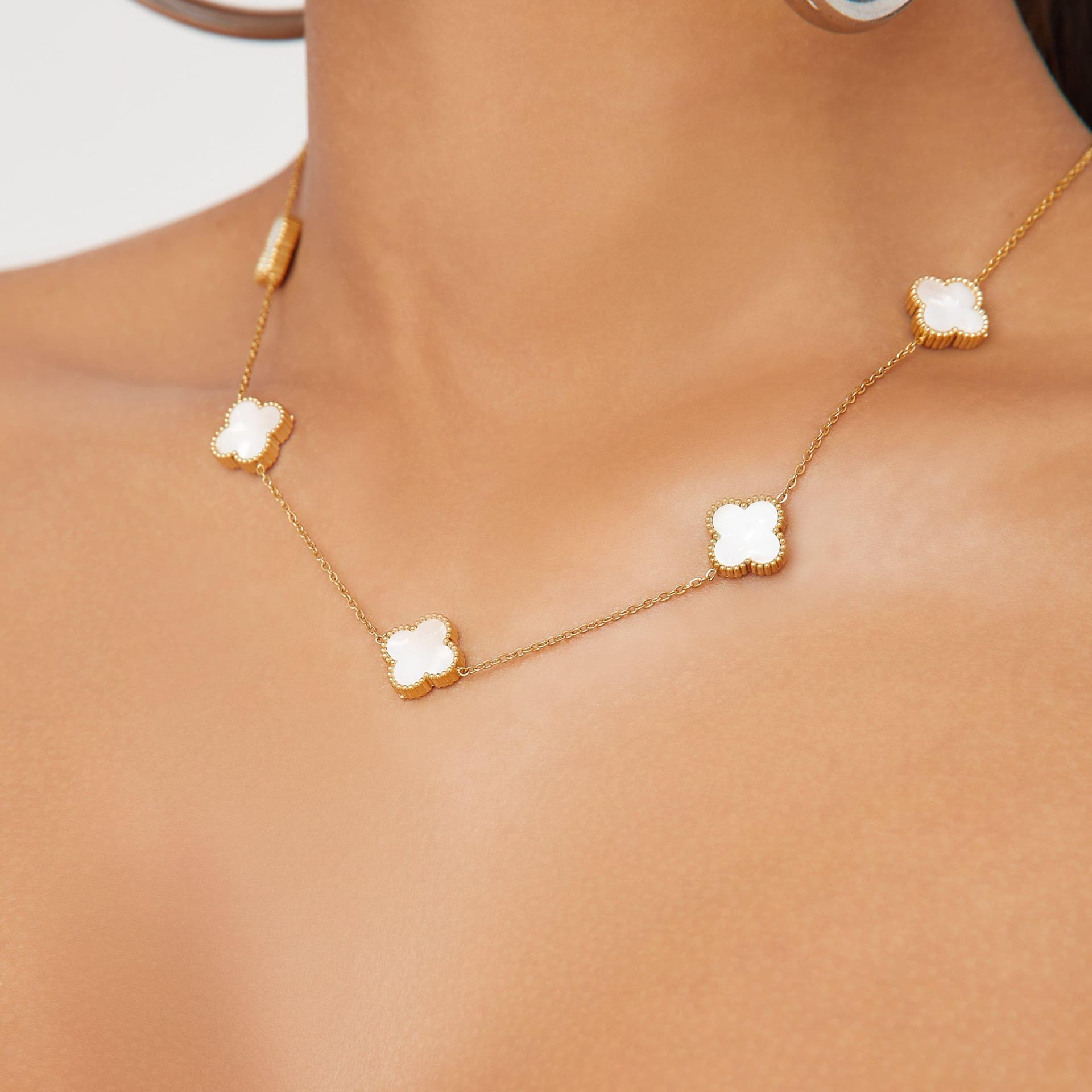 EGO EGO White and Gold Detailed Chain Necklace, Women's