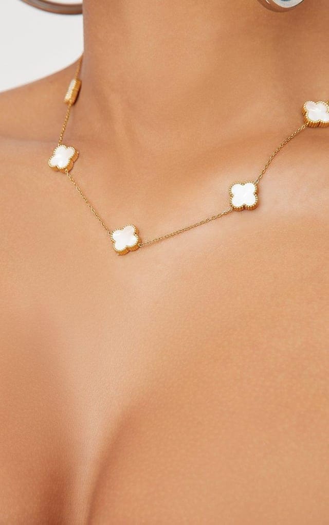 EGO Detailed Chain Necklace In White And Gold, Women's Size UK One Size - 2