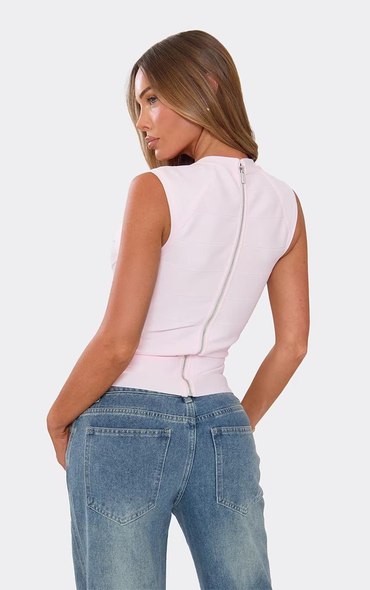 EGO Plunge Front Top In Pink Bandage, Women's Size UK 6