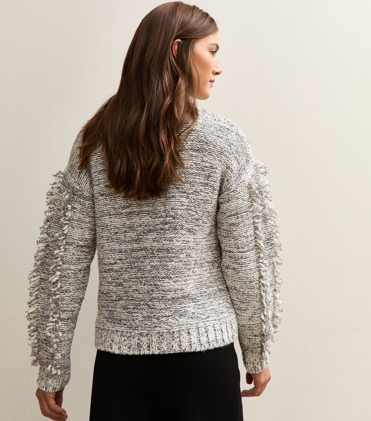 New Look Women's Grey Fringe Trim High Neck Jumper New Look - 4