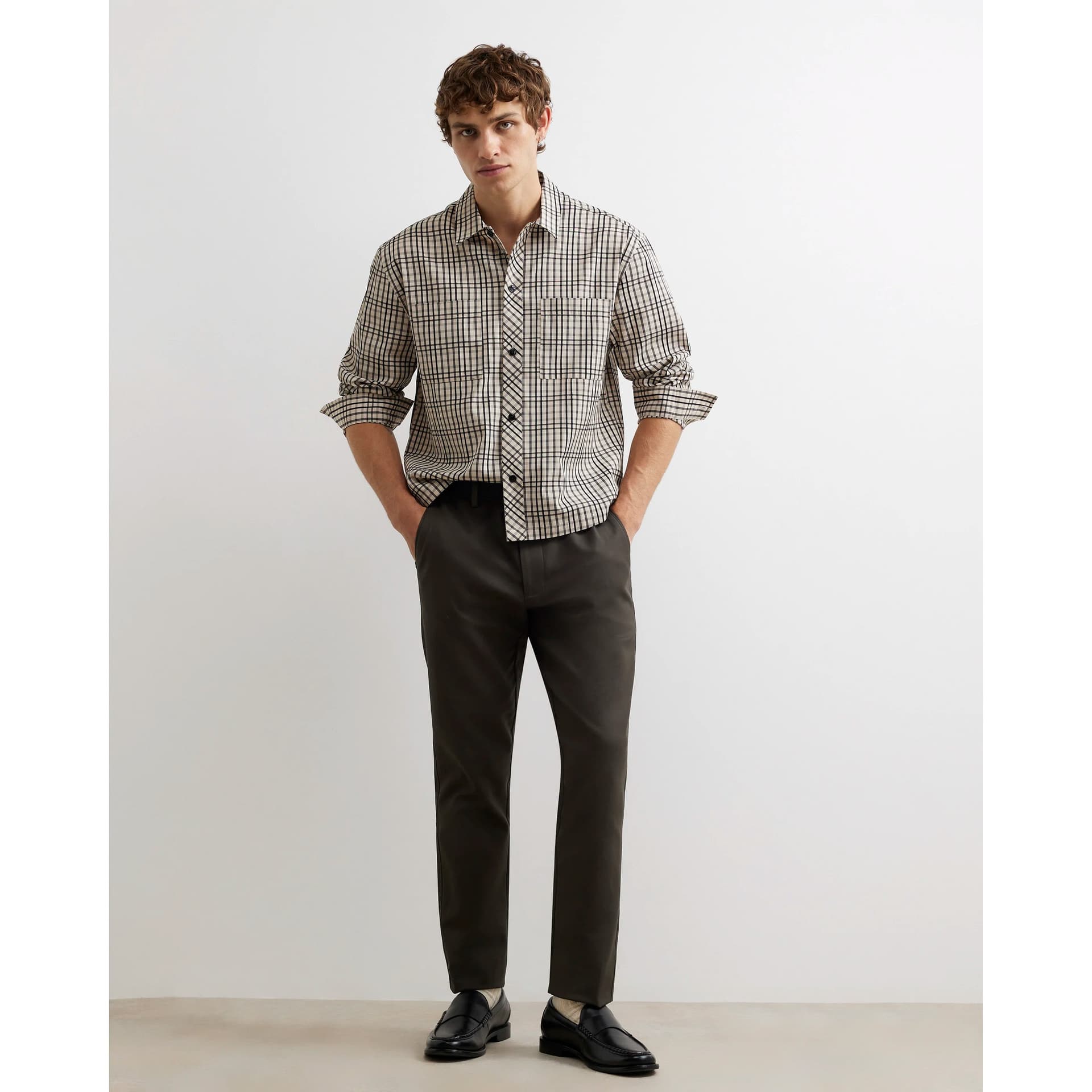 River Island Mens River Island Khaki Slim Fit Cotton Blend Chinos