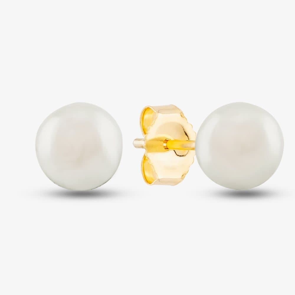T.H.Baker T.H.Baker White Akoya Pearl Stud Earrings in 9ct Yellow Gold