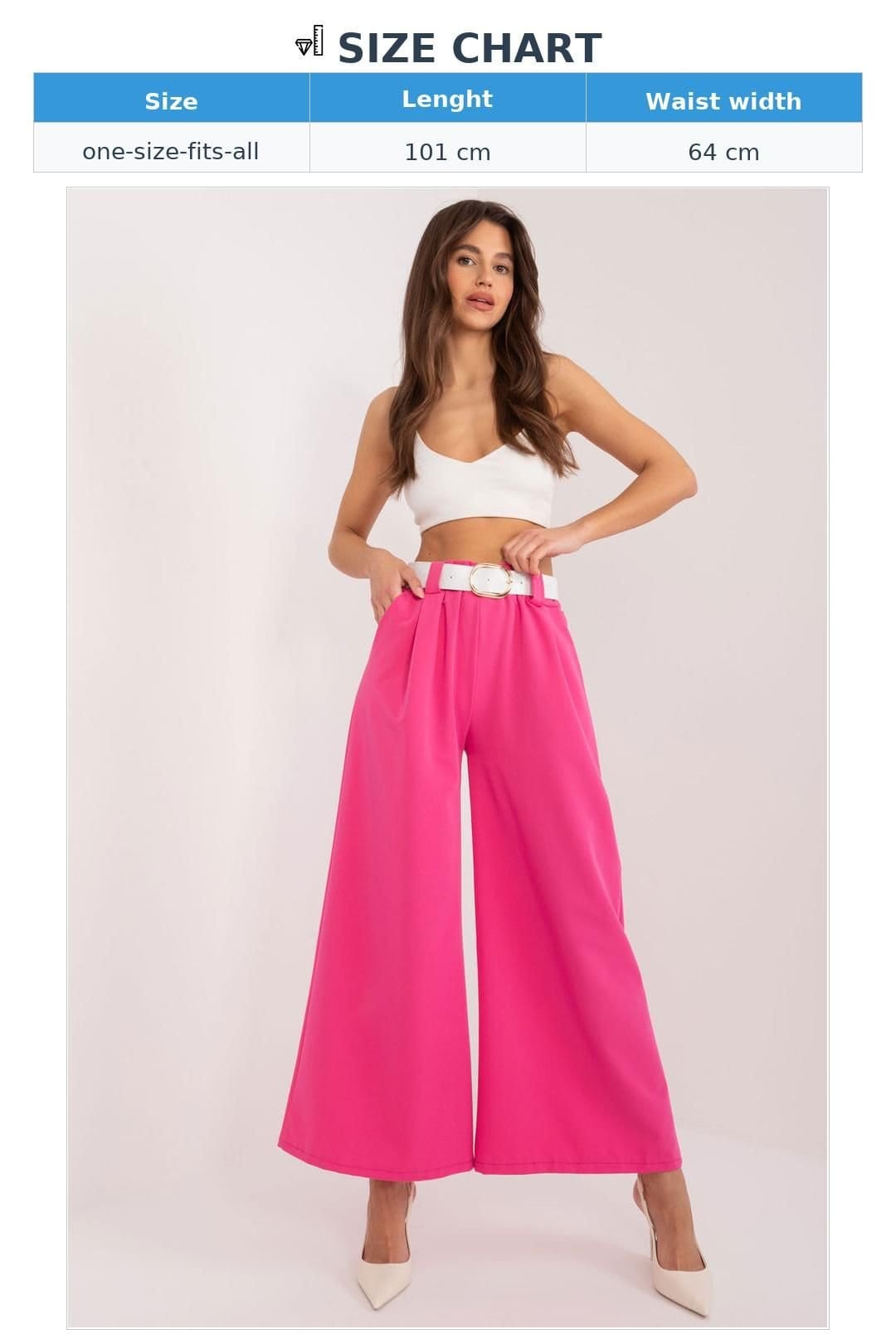 Love Lace Love Lace Women's High Waist Palazzo Trousers with Belt Pockets in Pink - 4