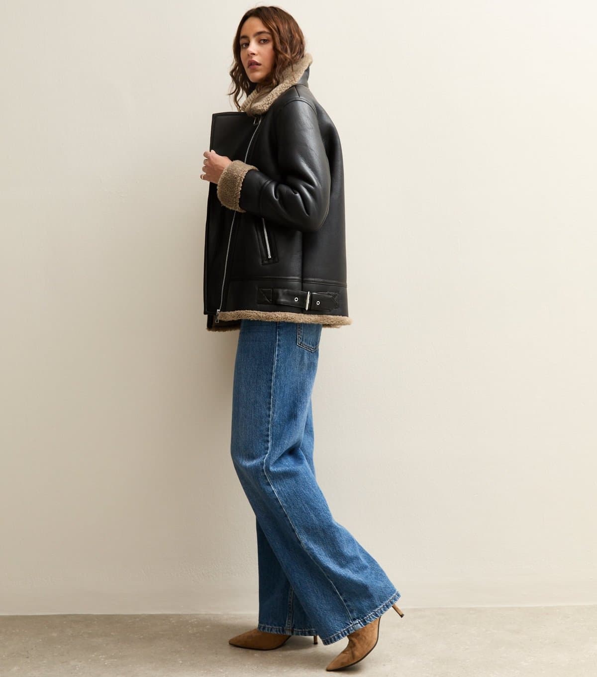 New Look Women's Black Faux Shearling Jacket New Look