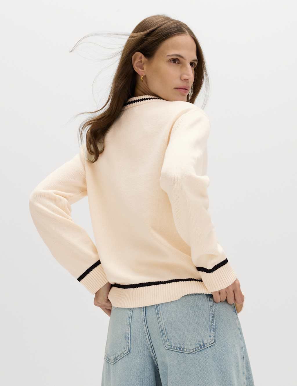 Marks & Spencer M&S Cotton Rich Pocket Detail Cardigan Vanilla - 4