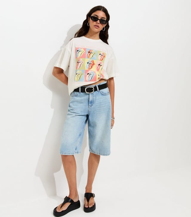 New Look Women's White Rolling Stones Print Oversized T-Shirt New Look - 3