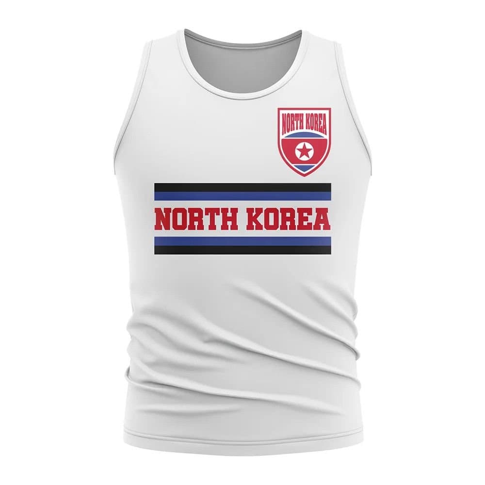North Korea North Korea Men's Mens Core Football Country Sleeveless Tee in White