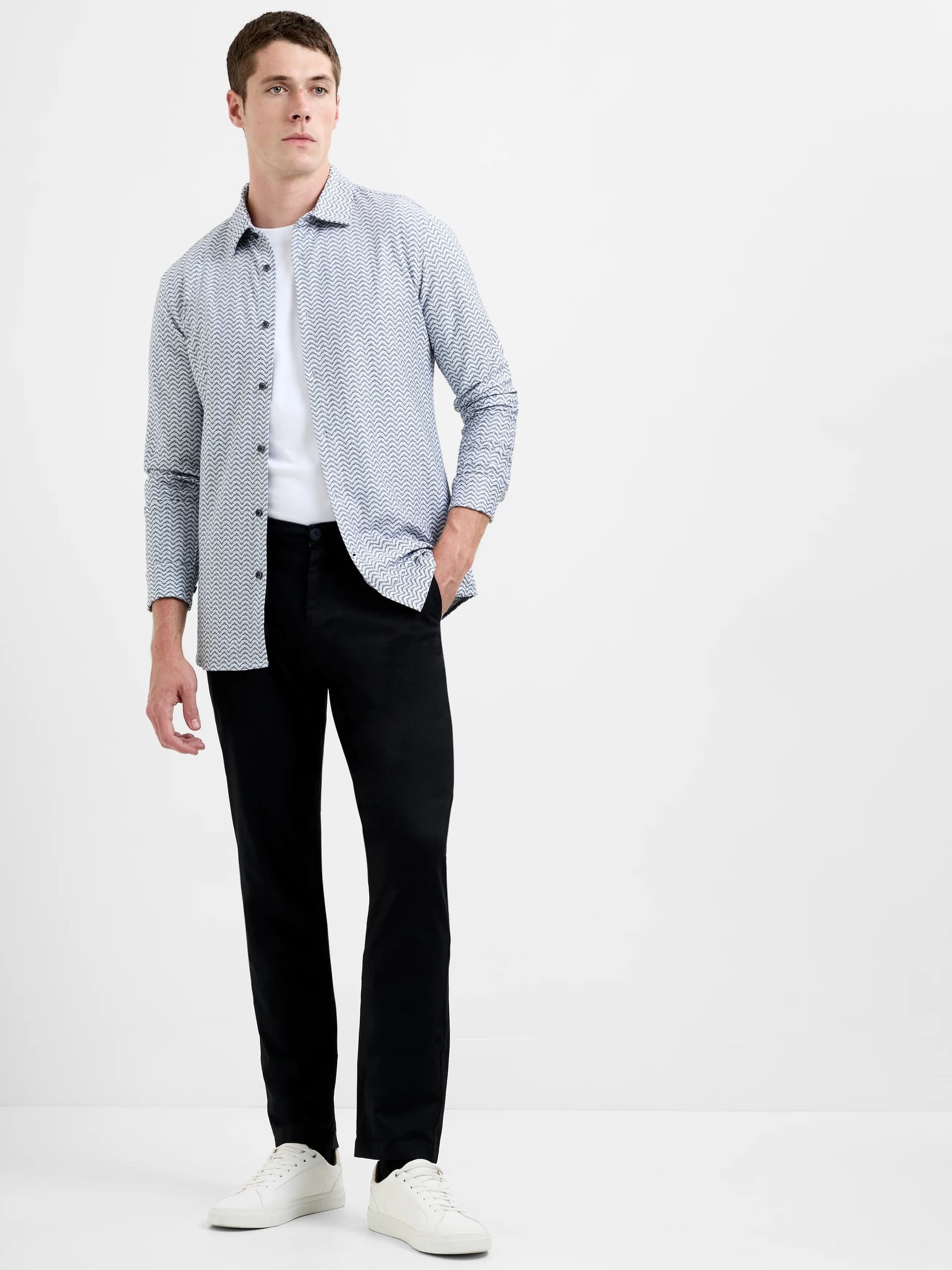 French Connection Structured Chino Trousers Black