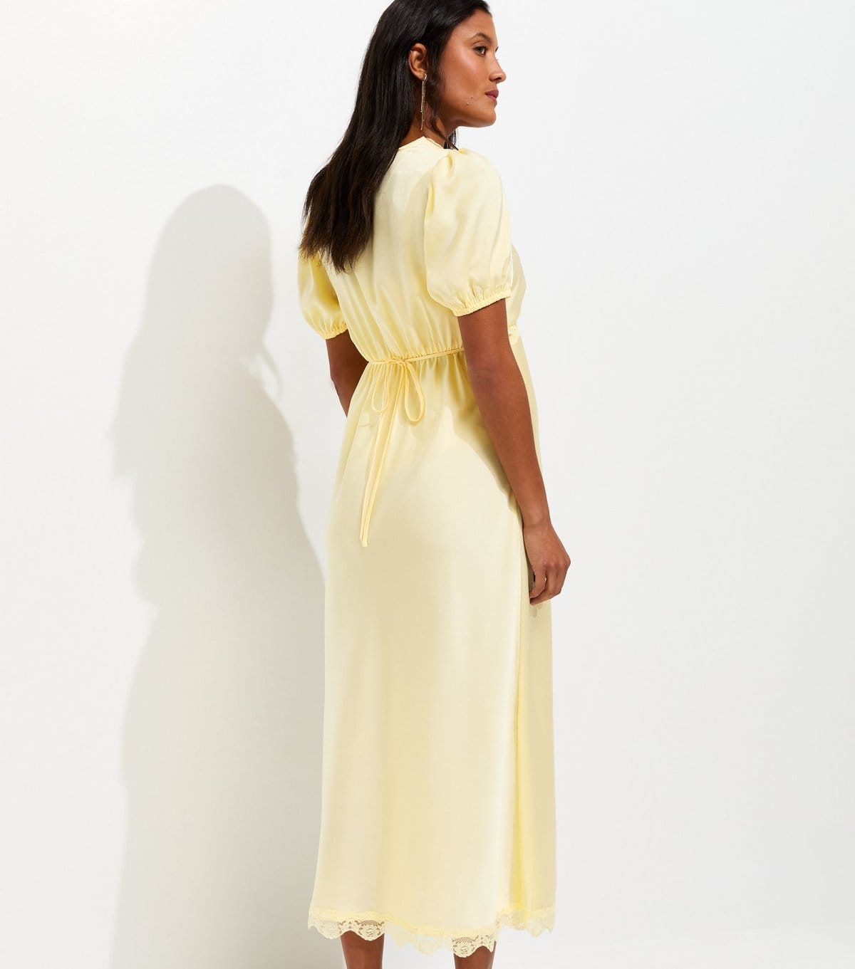 New Look Women's Maternity Yellow Lace Trimmed Satin Midi Tea Dress New Look - 4