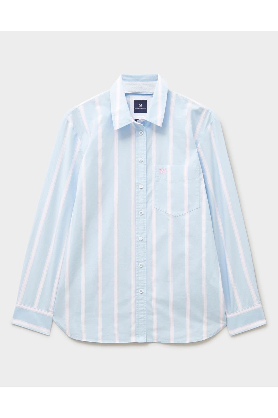 Crew Clothing Crew Clothing Women's Relaxed Fit Poplin Shirt White Blue