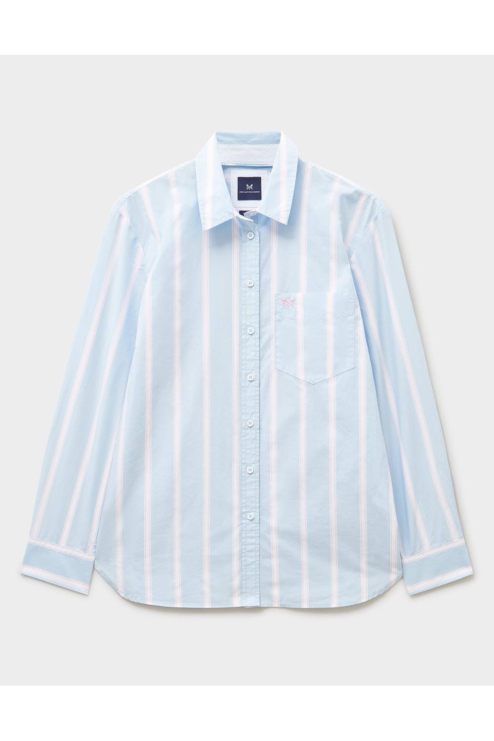 Crew Clothing Crew Clothing Women's Relaxed Fit Poplin Shirt White Blue - 2