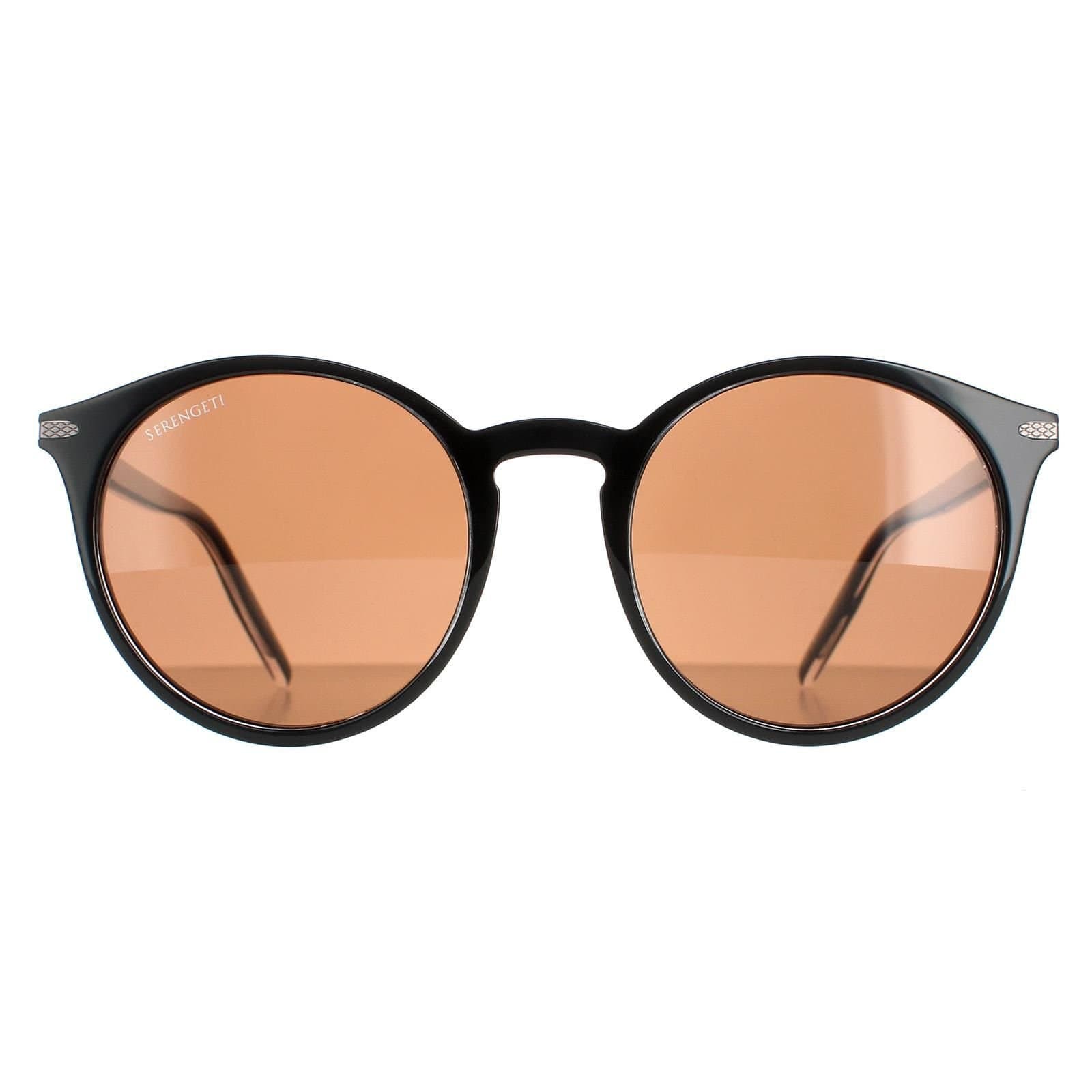 Serengeti Serengeti Women's Round Shiny Clear & Black Polarized Drivers Leonora