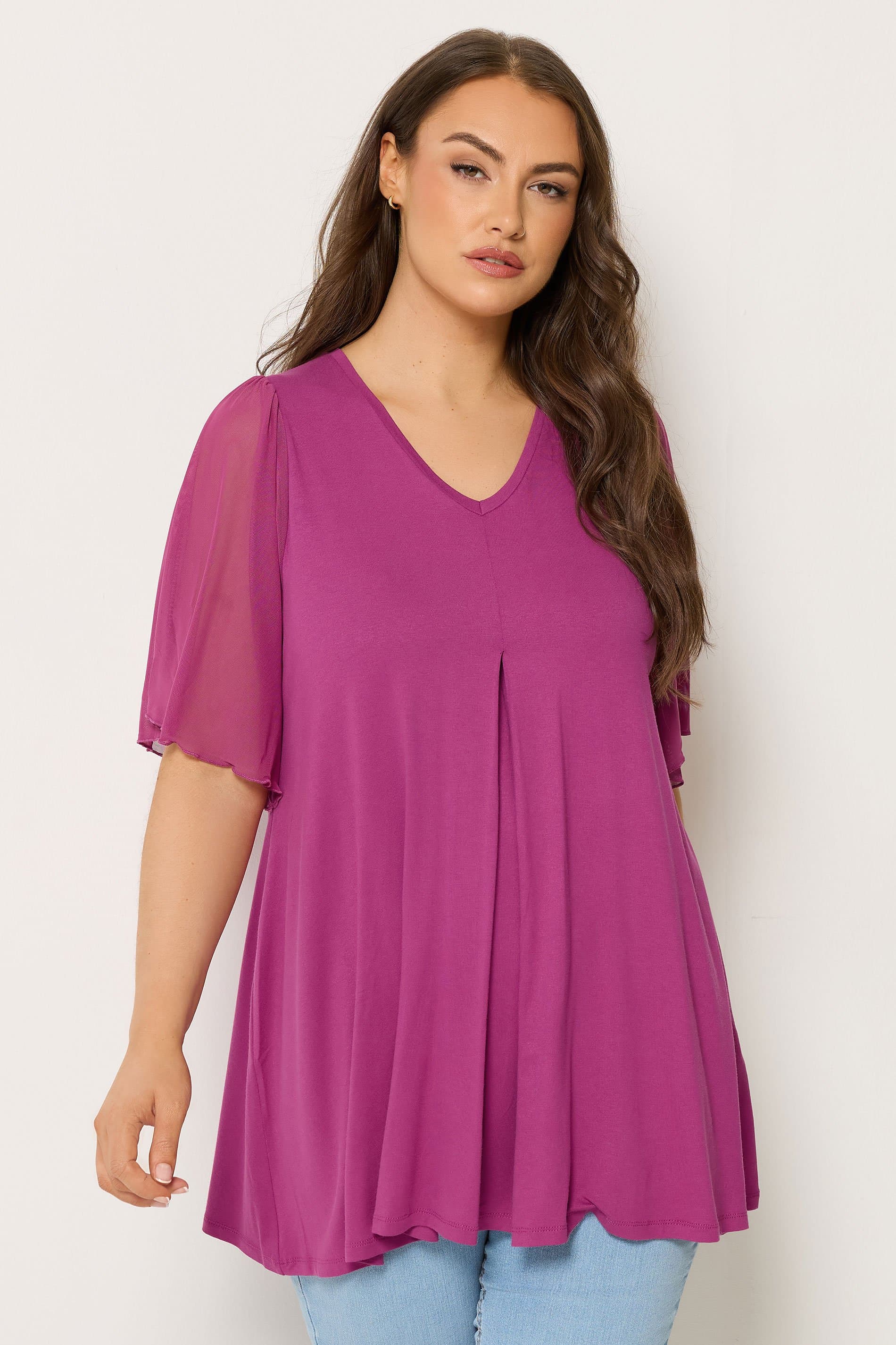 Yours Plus Size Purple Pleat Front Top
