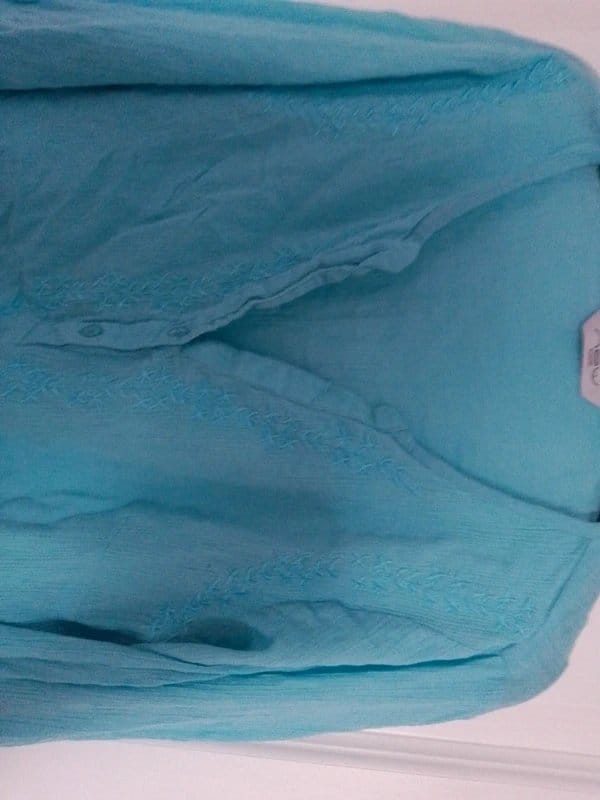 New Look Turquoise New Look blouse, L / 12 with stitched design - 1