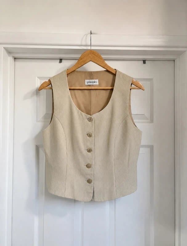 Principles Adorable Women's Principles Beige Striped Waistcoat Top size 12