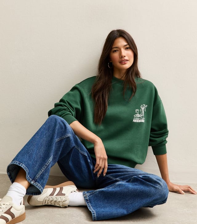 New Look Women's Green Le Petit Cafe Logo Print Sweatshirt New Look - 2