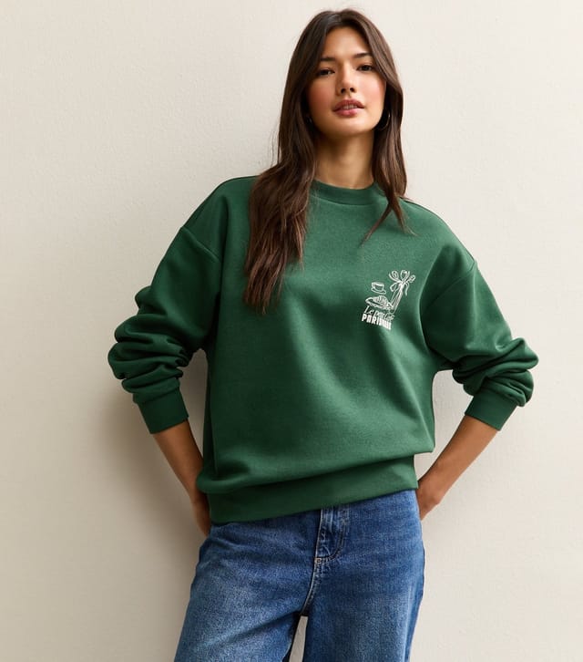 New Look Women's Green Le Petit Cafe Logo Print Sweatshirt New Look - 3