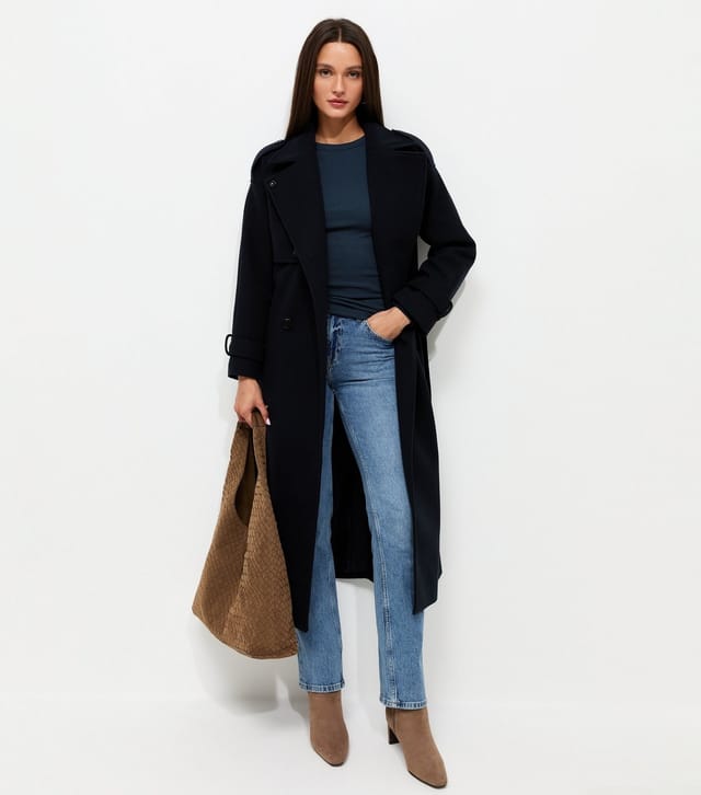 New Look Women's Navy Cotton Rich Ribbed Crew Neck Long Sleeve Top New Look - 3