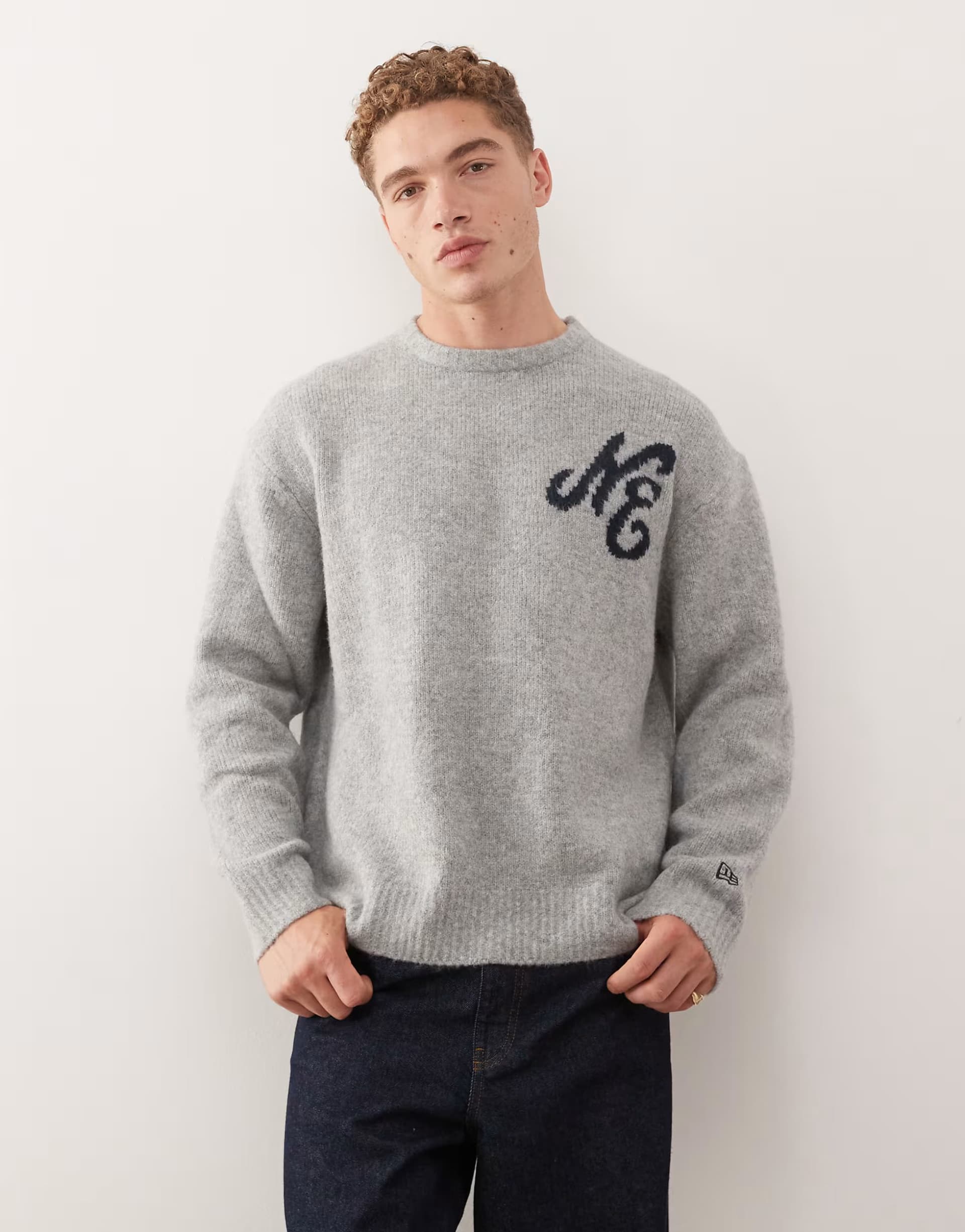 ASOS New Era oversized knitted jumper in grey