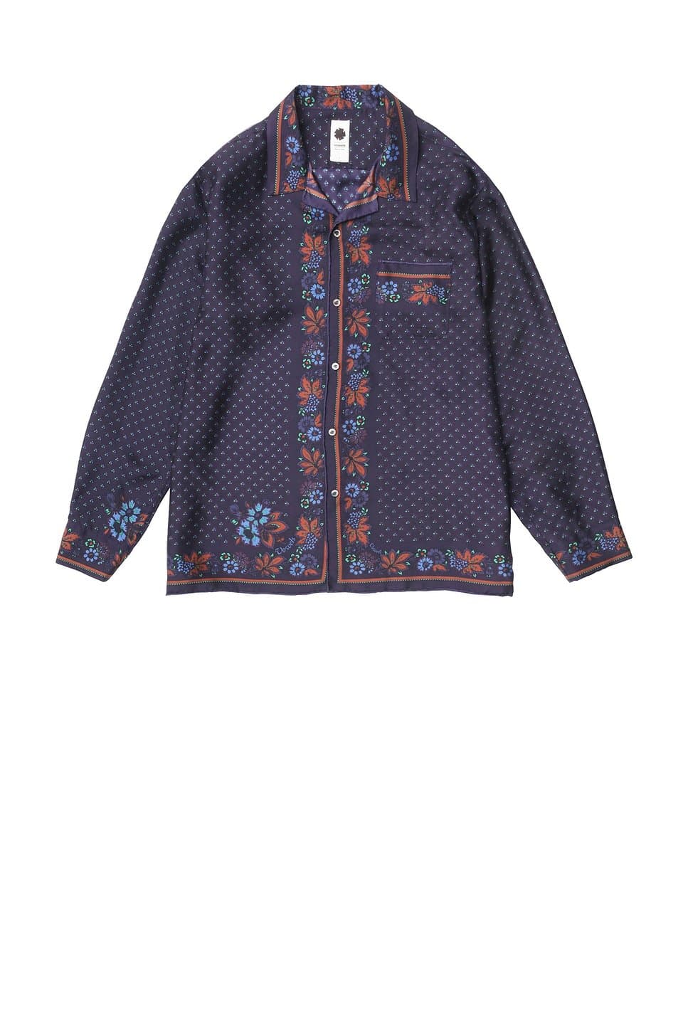 revolve Revolve Purple Floral Long Sleeve Silk Scarf Shirt