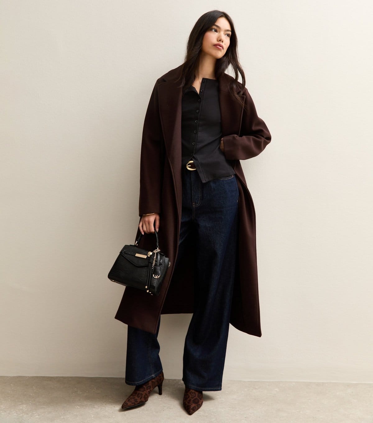 New Look Women's Black Ribbed Button Through Long Sleeve Top New Look - 4